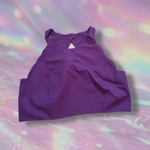 Carley crop top / scalloped seersucker / purple